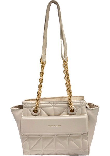 Cheryl & Kalaros Large Capacity Chain Color-Block Diamond Shoulder Tote Bag