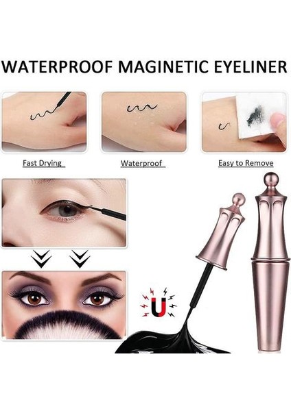 Manyetik Eyeliner ve Kirpik Kiti ile 5 Çift Manyetik Kirpik (Yurt Dışından)