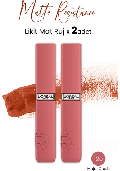 Loreal Paris Infaillible Matte Resistance Likit Mat Ruj - 120 Major Crush x 2 Adet