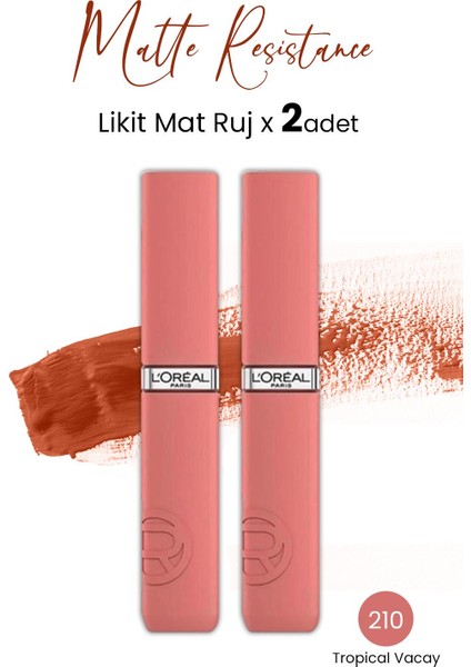 Loreal Paris Infaillible Matte Resistance Likit Mat Ruj - 210 Tropical Vacay x 2 Adet