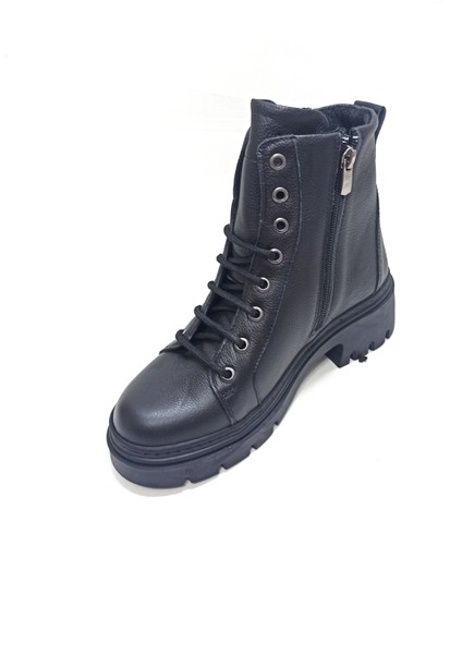 Siyah Deri Kadın Postal Bot Ayakkabı modelleri