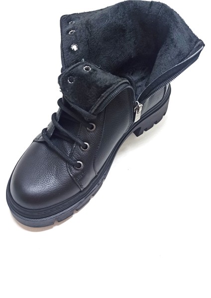 Siyah Deri Kadın Postal Bot Ayakkabı fırsatları