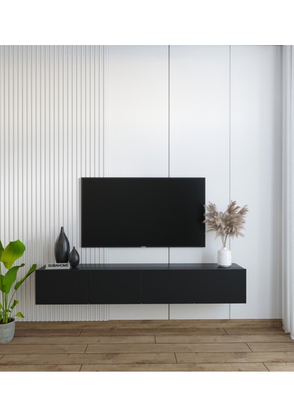 Suba home Duvara Monte Modern Minimalist Siyah Tv Ünitesi Dresuar  Mdf 160 cm