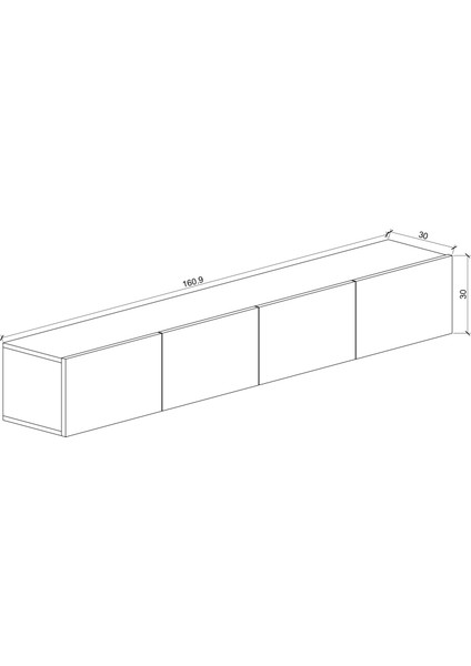 Suba home Duvara Monte Modern Minimalist Siyah Tv Ünitesi Dresuar  Mdf 160 cm