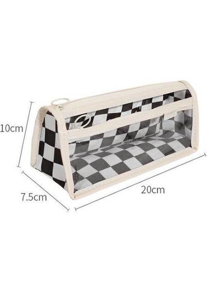 Korean Checkerboard Pvc Şeffaf Kalem Kutusu (Yurt Dışından)