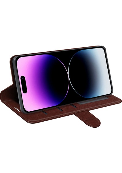 Apple iPhone15 Pro Max Tpu+Pu Deri Standlı Telefon Kılıfı, Cüzdan Crazy Horse Doku Kapak Çevirin Kabuk (Yurt Dışından) modelleri