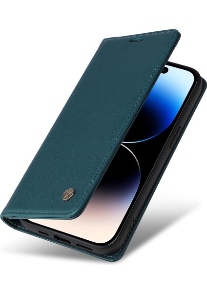 Apple iPhone15 Pro Pu Deri Cüzdan Telefon Kapağı Manyetik Kapanış Çekiş Kılıfı (Yurt Dışından)