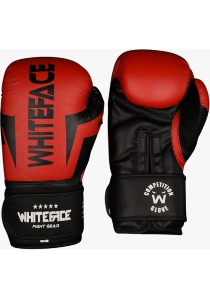 Whiteface Nova4 Boks-Kickboks-Muay Thai  (Kickboks Müsabaka) Eldiveni (Kırmızı-Siyah) 8-10-12 Oz.