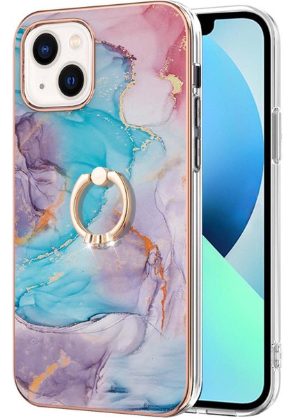 Apple iPhone15 Plus Kickstand Tpu Case Imd Iml Iml Mermer Desen Elektrapan Telefon Kapağı (Yurt Dışından)