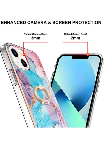 Apple iPhone15 Plus Kickstand Tpu Case Imd Iml Iml Mermer Desen Elektrapan Telefon Kapağı (Yurt Dışından)