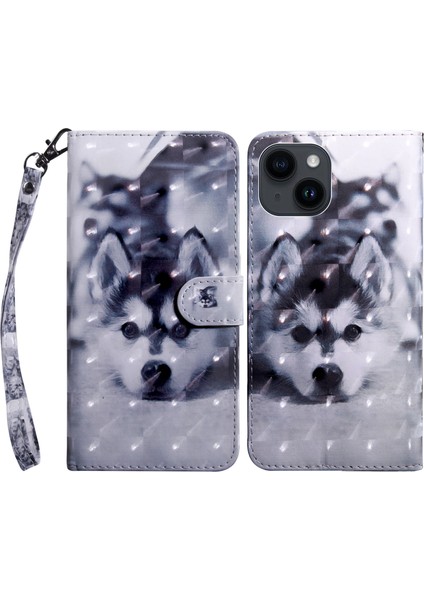 Apple iPhone15 Plus Pu Deri Cüzdan Kılıfı Flip Stand 3D Telefon Kapağı Kayış (Yurt Dışından)