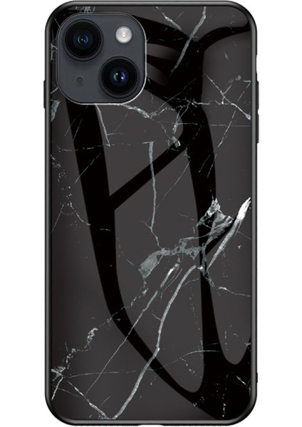 Apple iPhone15 Plus Mermer Desen Arka Kapak Temperli Cam+Pc+Tpu Damla Koruma Telefon Kasası (Yurt Dışından)