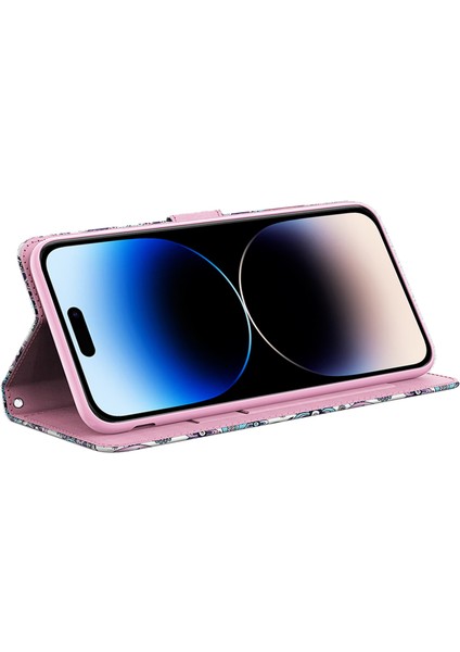 Apple iPhone15 Pro Max Pu Deri Flip Kapak, Strap ile Cüzdan Stand 3D Telefon Kılıfı (Yurt Dışından)