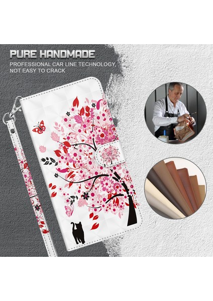 Apple iPhone15 Pro Max Pu Deri Flip Kapak, Strap ile Cüzdan Stand 3D Telefon Kılıfı (Yurt Dışından)