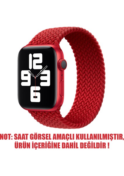 Apple Watch Ultra 2 Kordon, (Medium Size, 147MM) Braided Solo Loop Band Kırmızı