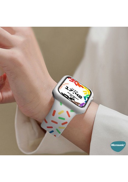 Apple Watch Series 9 45MM Silikon Kordon V2 Pride Edition Beyaz