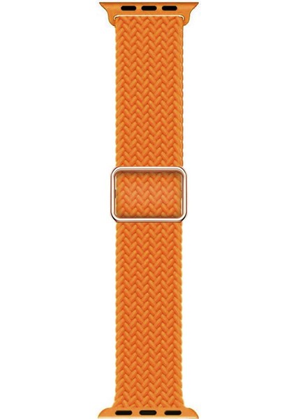 Apple Watch Series 9 45MM Kordon Braided Loop Band Turuncu