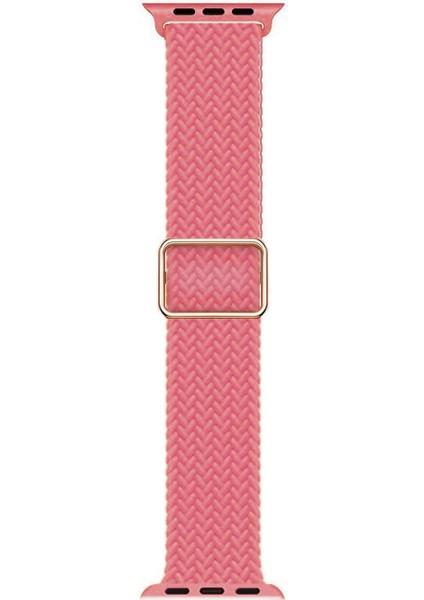 Apple Watch Series 9 45MM Kordon Braided Loop Band Pembe