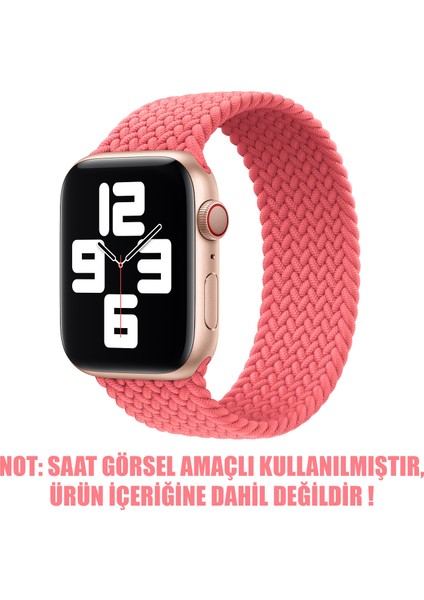 Apple Watch Series 9 45MM Kordon, (Medium Size, 147MM) Braided Solo Loop Band Pembe