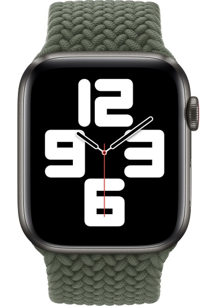 Apple Watch Series 9 45MM Kordon, (Medium Size, 147MM) Braided Solo Loop Band Koyu Yeşil fırsatları