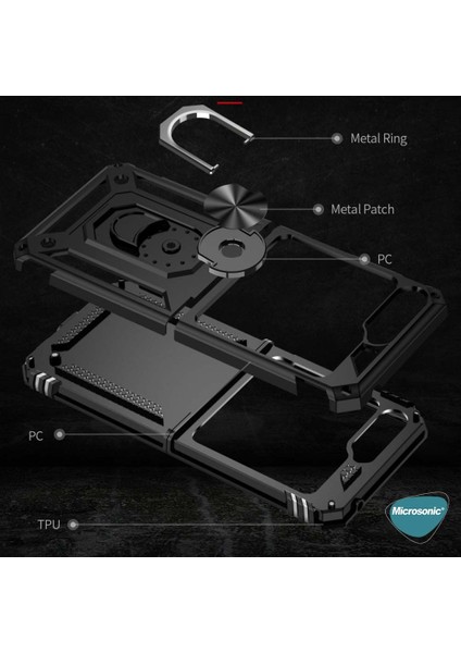 Samsung Galaxy Z Flip 5 Kılıf Military Ring Holder Siyah