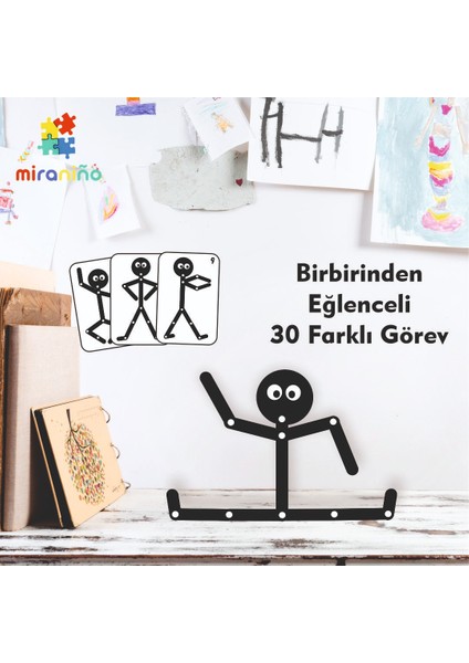 Ahşap Eğitici Oyuncak Montessori Çöp Adam Ahşap Oyuncak Ahşap Yapboz Aktivite Eğitici Oyuncak Ahşap