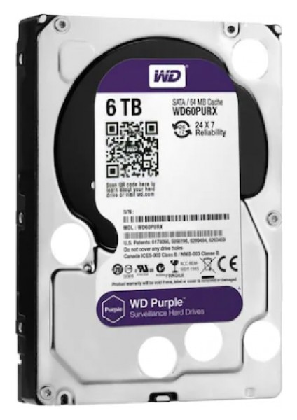 Purple 6TB Intellipower Sata 3.0 64Mb 3,5" Güvenlik Diski 7x24 (WD60PURX) fırsatları