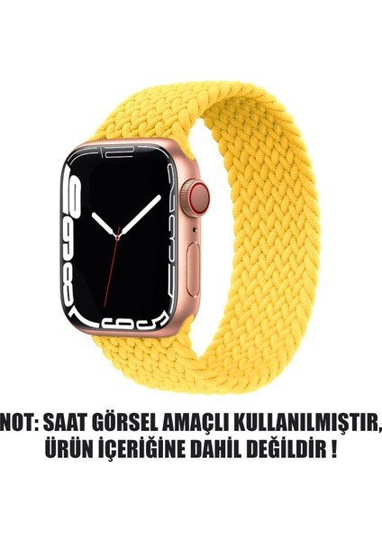 Apple Watch Series 9 41MM Kordon, (Small Size, 127MM) Braided Solo Loop Band Sarı