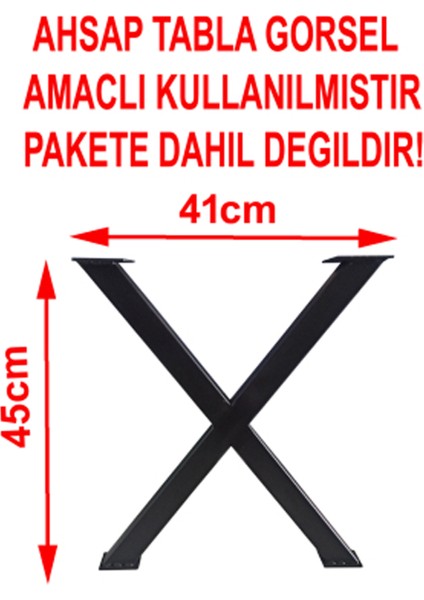 Cvtdesign Metal Sehpa Ayağı Çapraz Ayak Masif Ahşap Kütük Sehpa Ayakları Metal x Ayak