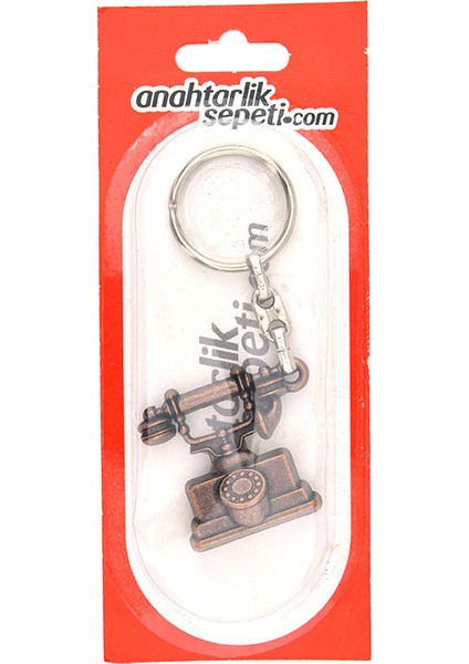 Antika Telefon Şeklinde Anahtarlık (Bakır Oksit)