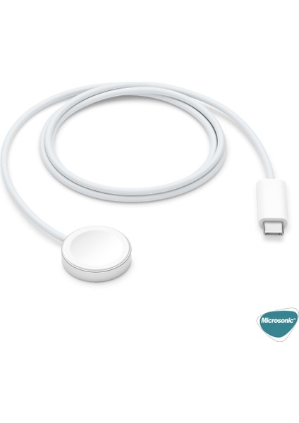 Apple Watch Series 9 41MM Masaüstü Manyetik Hızlı Şarj Aygıtı - Type-C Kablosu Beyaz