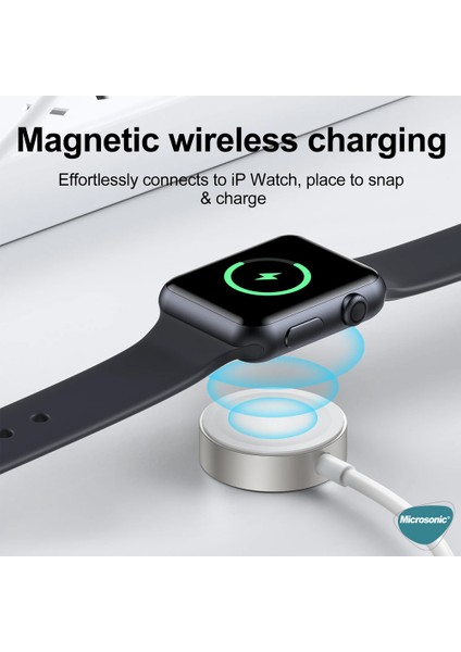 Apple Watch Series 9 41MM Masaüstü Manyetik Hızlı Şarj Aygıtı - Type-C Kablosu Beyaz