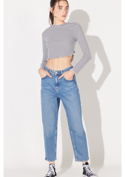 Stella Tapered Regular Fit Yüksek Bel Dar Paça Açık Mavi Esnek Jean Kot Pantolon fiyatları