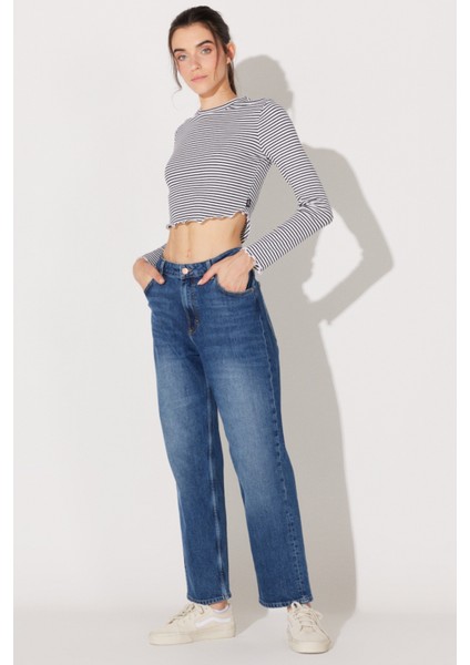 Rider Straight Fit Düz Kesim Düşük Bel Antrasit Esnek Jean Kot Pantolon