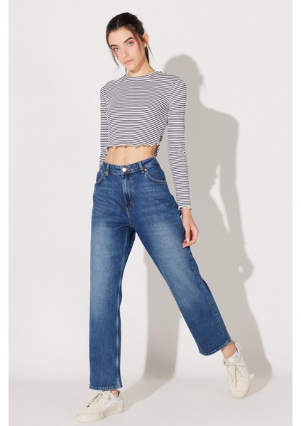 Rider Straight Fit Düz Kesim Düşük Bel Antrasit Esnek Jean Kot Pantolon