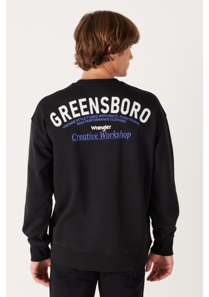 Oversize Fit Geniş Kesim Bisiklet Yaka Şardonlu Açık Mavi Sweatshirt