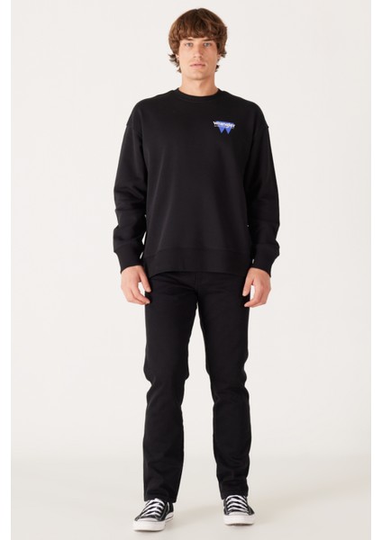 Oversize Fit Geniş Kesim Bisiklet Yaka Şardonlu Açık Mavi Sweatshirt indirimleri