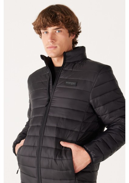 Regular Fit Normal Kesim Kapüşonlu Kapitone Haki Şişme Mont
