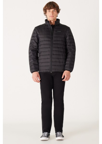 Regular Fit Normal Kesim Kapüşonlu Kapitone Haki Şişme Mont