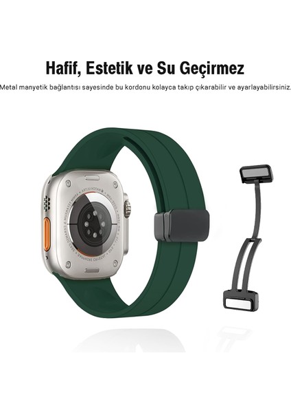 Apple Watch Serisi 9 Ultra 8 7 6 5 4 3 2 1 SE 38MM Su Geçirmez Silikon Spor Kordonu, Kolay Takma/çıkarma, Metal Manyetik özellikli