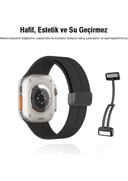 Apple Watch Serisi 9 Ultra 8 7 6 5 4 3 2 1 SE 40MM Su Geçirmez Silikon Spor Kordonu, Kolay Takma/çıkarma, Metal Manyetik özellikli