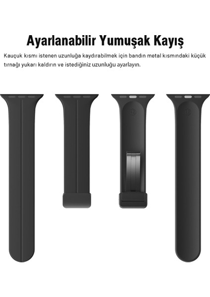 Apple Watch Serisi 9 Ultra 8 7 6 5 4 3 2 1 SE 40MM Su Geçirmez Silikon Spor Kordonu, Kolay Takma/çıkarma, Metal Manyetik özellikli