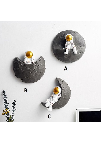 Dekoratif Modern Büyük Boy Üçlü Astronot ve Ay Figürlü Çocuk Odası Dekor Ev Duvar Dekorasyon indirimleri