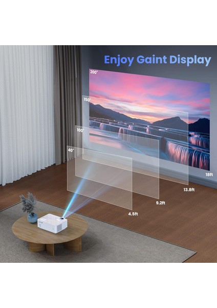 1080P Bluetooth Mini Projektör - 100 Inc