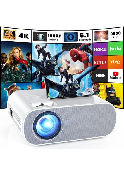 1080P Full Hd Bluetooth Projektör - 9500 Lümen