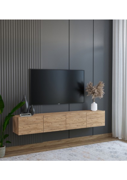 Suba Home Duvara Monte Modern Minimalist Atlantik Çam Tv Ünitesi Mdf 160 cm