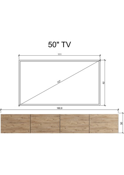 Suba Home Duvara Monte Modern Minimalist Atlantik Çam Tv Ünitesi Mdf 160 cm