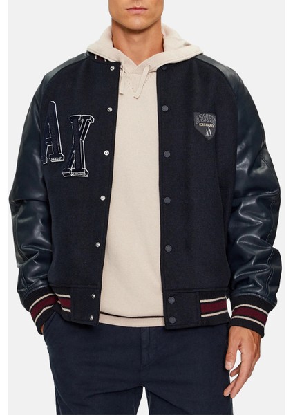 Yünlü Kolej Yaka Regular Fit Bomber Ceket Erkek Ceket 6RZB21 Znıkz 1510