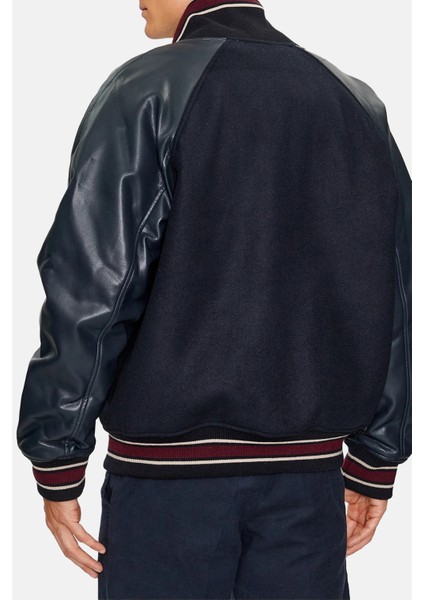 Yünlü Kolej Yaka Regular Fit Bomber Ceket Erkek Ceket 6RZB21 Znıkz 1510