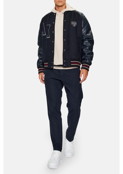 Yünlü Kolej Yaka Regular Fit Bomber Ceket Erkek Ceket 6RZB21 Znıkz 1510